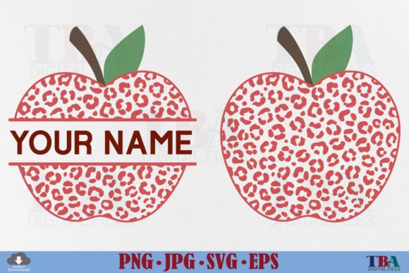 Apple Monogram Leopard Teacher Name SVG for T-Shirt Designs