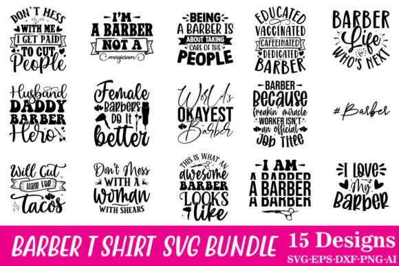 Barber SVG T-Shirt Designs for Modern Crafts