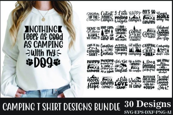 Camping T-Shirt Designs Bundle: Perfect for Graphics and Crafts