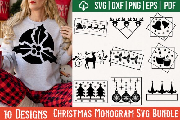 Christmas Monogram Svg Bundle: Perfect for T-Shirt Designs and Graphics
