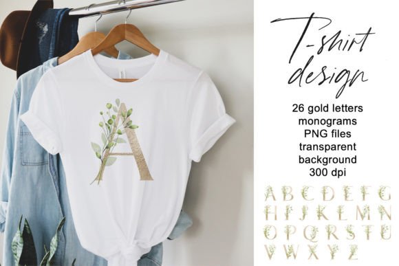 Leaves Gold Monogram: A Versatile T-Shirt Design for Local Brands