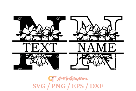 Letter N Split Monogram Svg for Creative T-Shirt Designs
