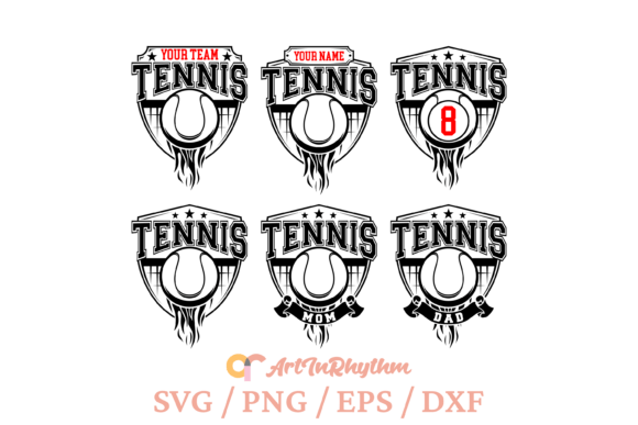 Tennis Split Monogram Svg Bundle for T-Shirt Designs and Graphics